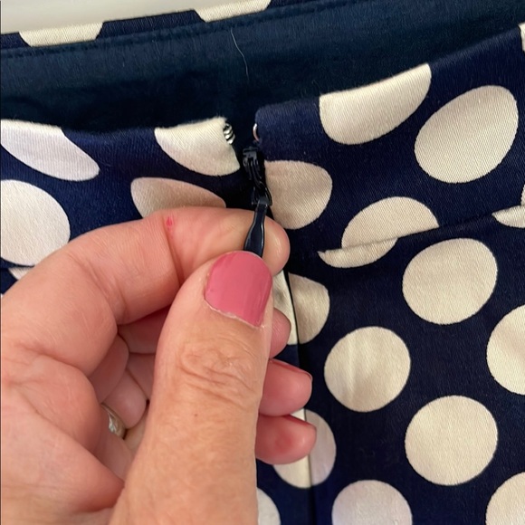 J. Crew Polka Dot Navy and Tan The Pencil Skirt - Picture 5 of 8